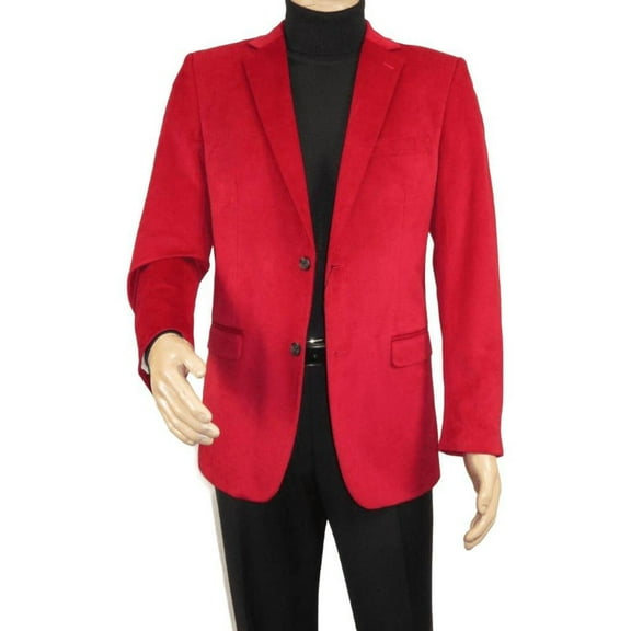Men's Velvet Sports Coat Grammy Amy Award BASSIRI , LEONARDI J1042 Christmas Red