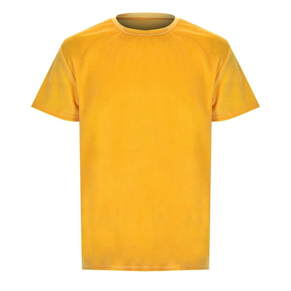 Men's Velvet Velour Short Sleeve T-Shirt - Crew Neck Solid Color, 95% Polyester 5% Spandex, Hop Slim Fit for Daily Wear