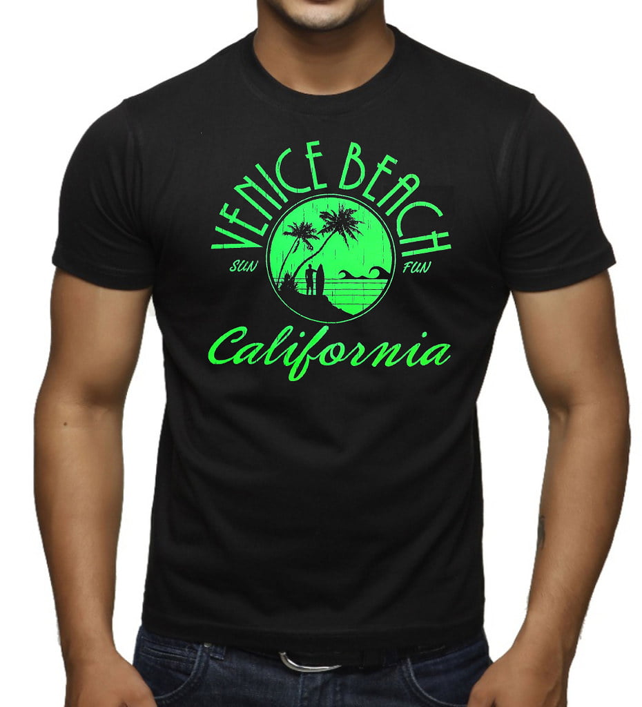 Men's Venice Beach California Black T-Shirt 2X-Large Black