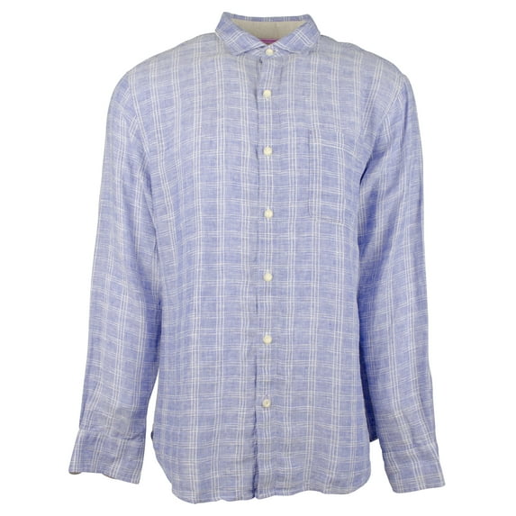 $128 Tommy Bahama Men's, Ventana Plaid Linen Shirt, Royal Indigo, XL