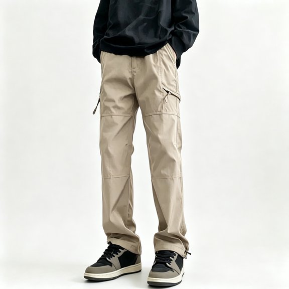 Men's Versatile Chino Pants Stretch Drawstring Elastic Waist Summer Wear Front Rear Pockets S-XL