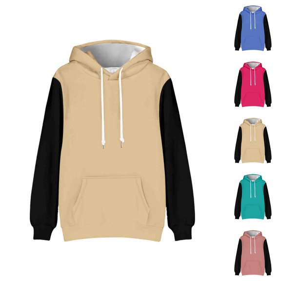 Men's Versatile Simp Le Colorblocking Casual Sport Drawstring Hooded Sweatshirt Men Cotton Hooded Sweatshirt