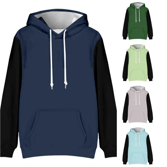 Men's Versatile Simp Le Colorblocking Casual Sport Hooded Sweatshirt Hoodies for Men with Designs S