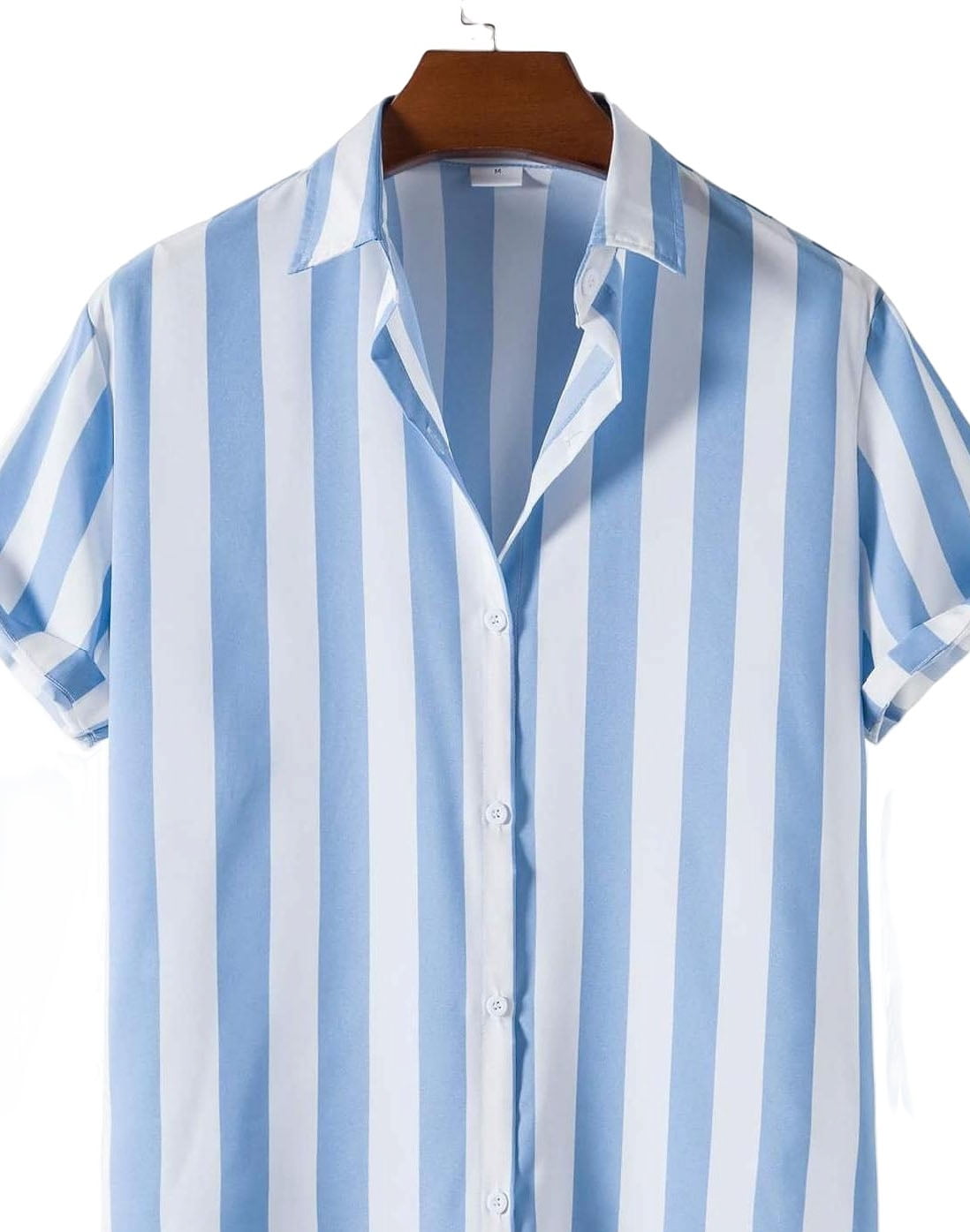 Men's Vertical Striped Shirts Regular Fit Short Sleeve Button Down