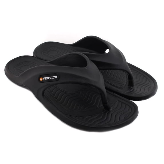 Men's Vertico Black Rubber Shower Sandal & Pool Flip Flop