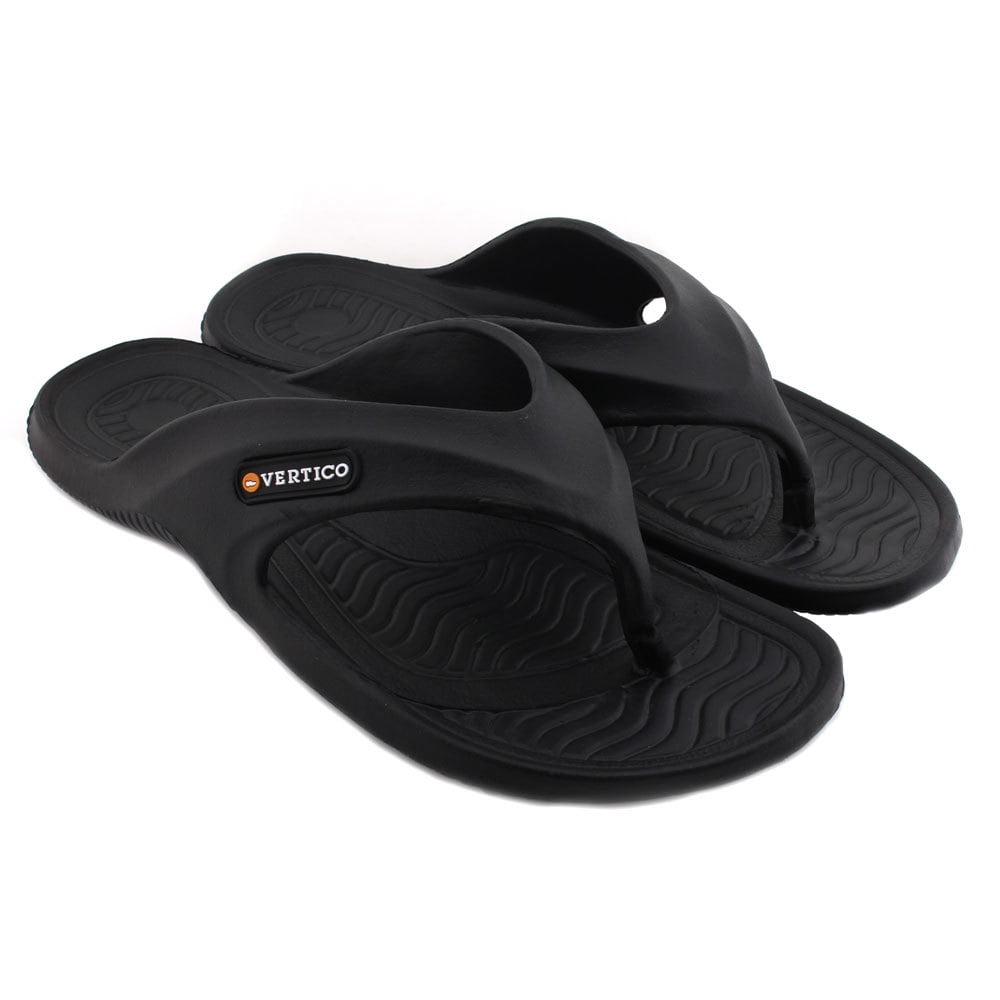 Men's Vertico Black Rubber Shower Sandal & Pool Flip Flop