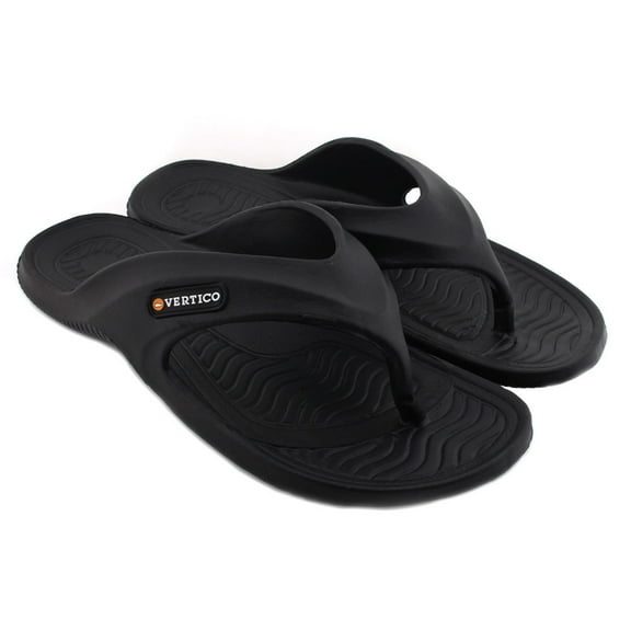 Men's Vertico Black Rubber Shower Sandal & Pool Flip Flop