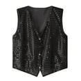 thumbnail image 1 of Men's Vest Crop Sequin Suit Vest Slim Fit Business Wedding V Neck Sleeveless Shirt Vest for Men Casual, 1 of 4