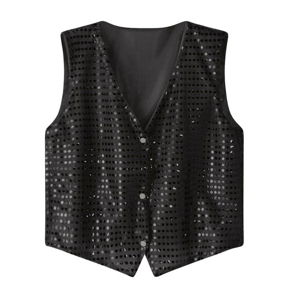 Men's Vest Crop Sequin Suit Vest Slim Fit Business Wedding V Neck Sleeveless Shirt Vest for Men Casual