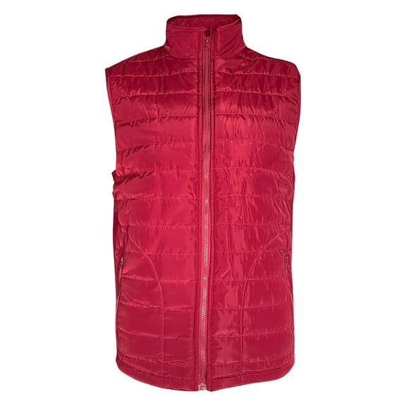 Men's Vest Full Zip Puffer Lightweight Polyester Winter Quilted Jacket Top, Burgundy, S