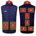 thumbnail image 1 of Men's Vest Jackets Winter Double Control 9 Zone Heating USB Charging Sleeveless Stand Collar Zip up Print Cardigan (M, Blue-B), 1 of 3