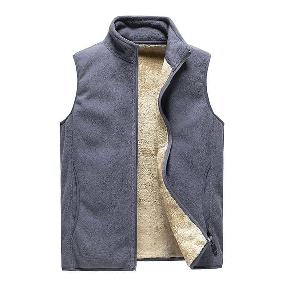 Men's Vest Plus Velvet Thickened Warm Stand Collar Large Size Polar Fleece Vest Men's Top