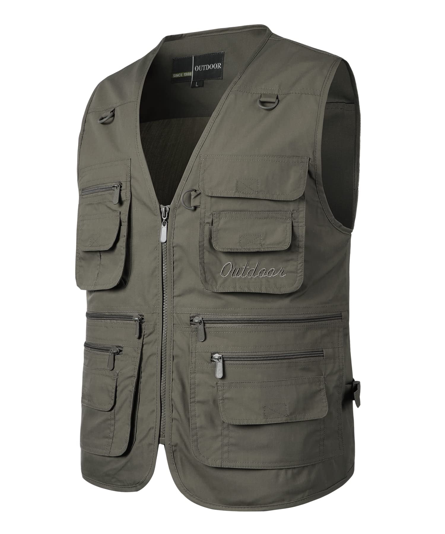Men's Vest Sleeveless Jacket with Many Practical Pockets Outdoor Vest  Cotton Fishing Vest Leisure Hunting Trekking Hiking Angler Camping Safari,  Army