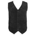 thumbnail image 1 of Men's Vest Soft Suede 4 Snap Closure Front Pockets Casual Western Sleeveless Top, Black, M, 1 of 4