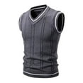 thumbnail image 1 of Men's Vest V-Neck Sweater Sleeveless Pullover Lightweight Cable Knitted Cardigan Sweaters Vest Slim Fit Business Vests, 1 of 6