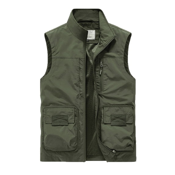 Men's Vests Jacket Cargo Outdoor Work Vest Safari Fishing Travel Gilet Outdoor Quick Drying Sports Sleeveless Waistcoat Hunting Hiking Gilets with Multi Pockets