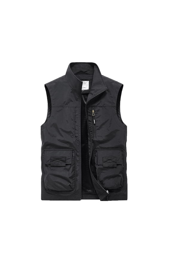 Men's Vests Jacket Cargo Outdoor Work Vest Safari Fishing Travel Gilet Outdoor Quick Drying Sports Sleeveless Waistcoat Hunting Hiking Gilets with Multi Pockets