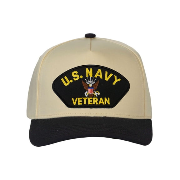 Men's Veteran Series US Military Veteran Snapback Baseball Cap Khaki/Black, US Navy