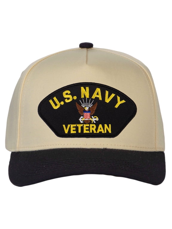Men's Veteran Series US Military Veteran Snapback Baseball Cap Khaki/Black, US Navy