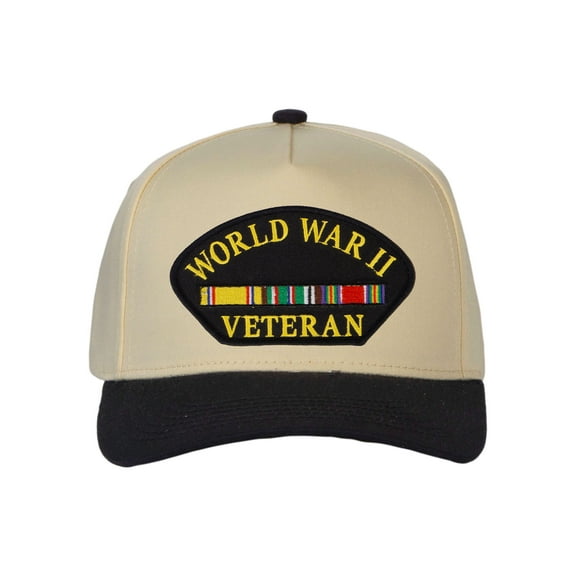 Men's Veteran Series US Military Veteran Snapback Baseball Cap Khaki/Black, World War 2