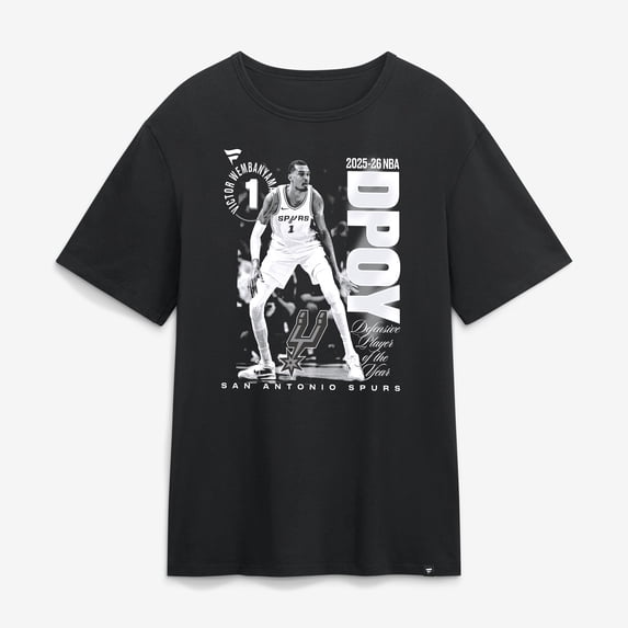 Men's Victor Wembanyama Black San Antonio Spurs 2025-26 NBA Defensive Player of the Year Legacy T-Shirt