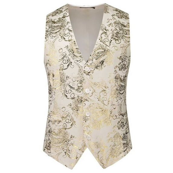 Men’s Victorian Gothic Steampunk Vest Paisley Formal Waistcoat Large Size Western Suit