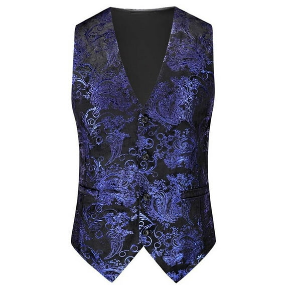 Men’s Victorian Gothic Steampunk Vest Paisley Formal Waistcoat Large Size Western Suit