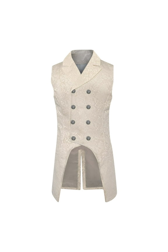 Men's Victorian Suit Vest Gothic Steampunk Double Breasted Jacquard Brocade Waistcoat Sleeveless Tailcoat