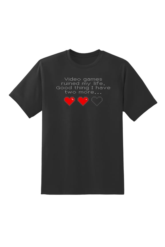 Men's Video Games Ruined My Life. Good Thing I Have Two More.Geek Funny Mens Graphic T Shirts Black,S