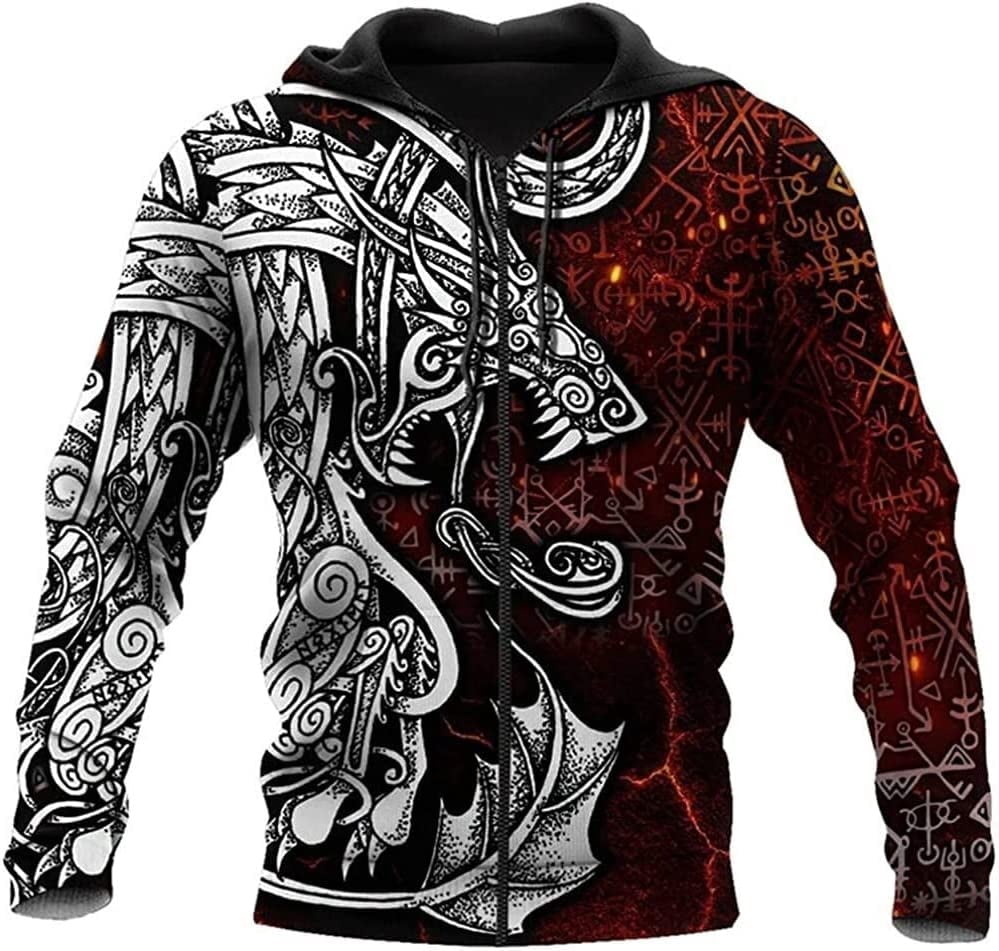 Sudadera vikinga con capucha Fenrir y Odín - Duelo de destinos | Odin's Hall Sudadera vikinga con capucha Fenrir y Odín - Duelo de destinos | Odin's Hall