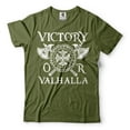 thumbnail image 1 of Men's Viking Shirt Victory Or Valhalla Shirt Viking Warrior Gift Tee Viking Patriotic Tee (3X-Large Military Green), 1 of 6