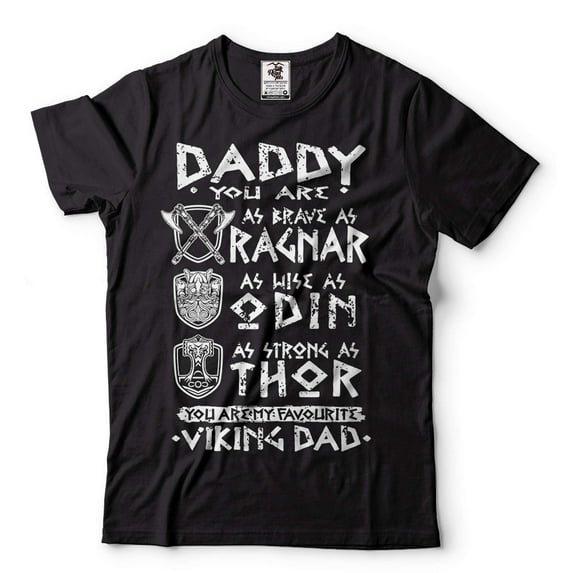 Men's Viking T-Shirt Viking Dad T-Shirt Father's Day Viking Tee Ragnar Thor Odin Norse Nordic Tee (Medium Black)