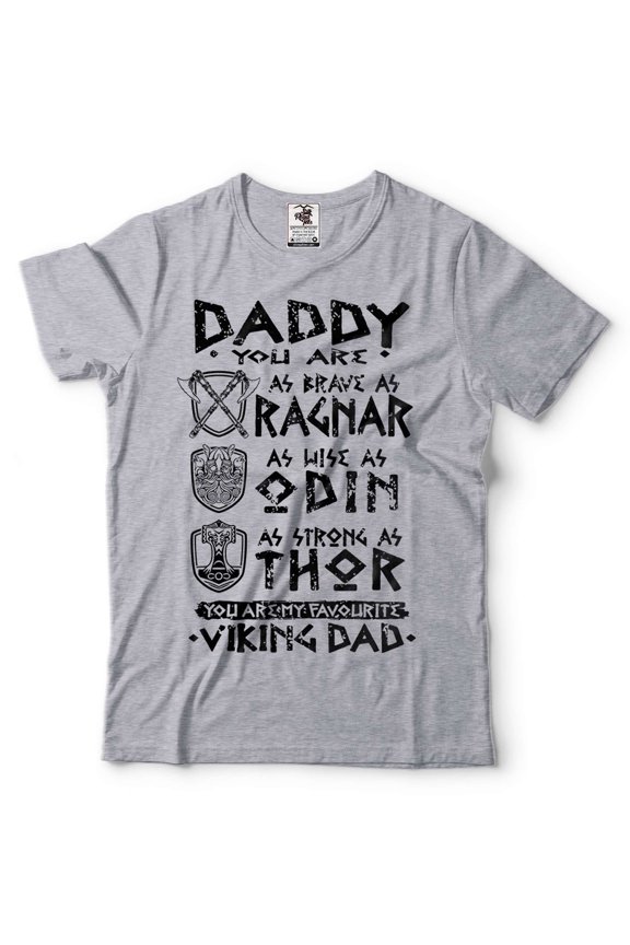 Men's Viking T-Shirt Viking Dad T-Shirt Father's Day Viking Tee Ragnar Thor Odin Norse Nordic Tee (Small Grey)