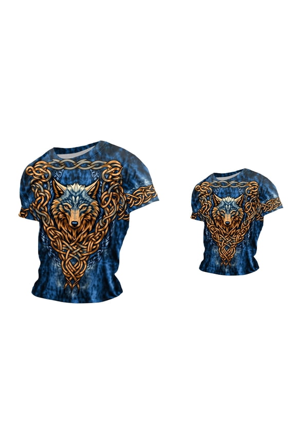 Men's Vikings Norse Mythology Graphic T-Shirt, 3D Print Casual Pullover Tee