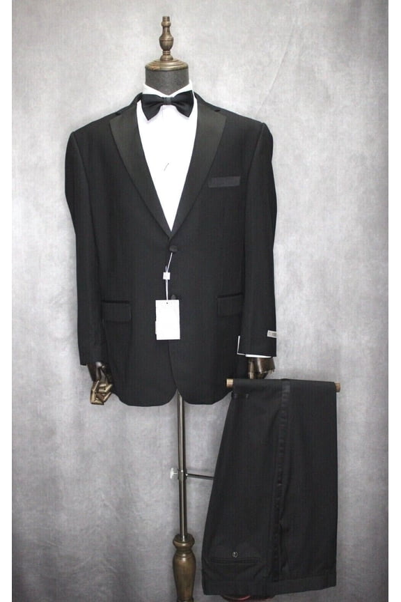 Men's Vinci Black Party Prom Wedding Formal Slim fit Tuxedo