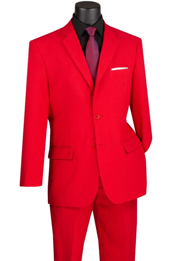 Men's Vinci Suits 2 Button Classic Poplin Suit Red Size 42 Long
