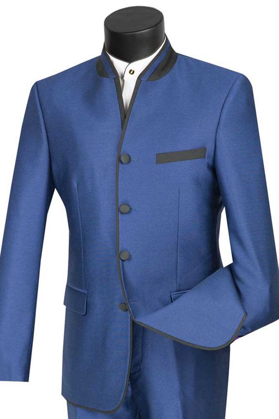 Men's Vinci Suits Blue Mandarin Banded Tuxedo Size 36 Short