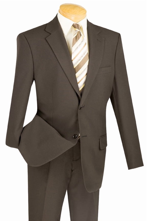 Men's Vinci Suits Brown Poplin Suit Size 52 Long