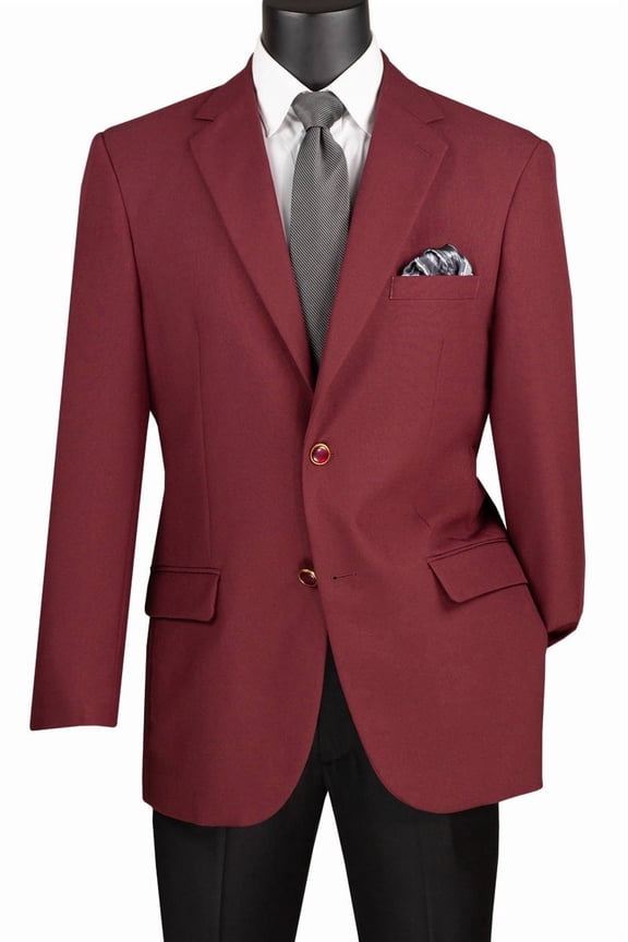 Men's Vinci Suits Burgundy Poplin Club Sport Coat Size 42 Long