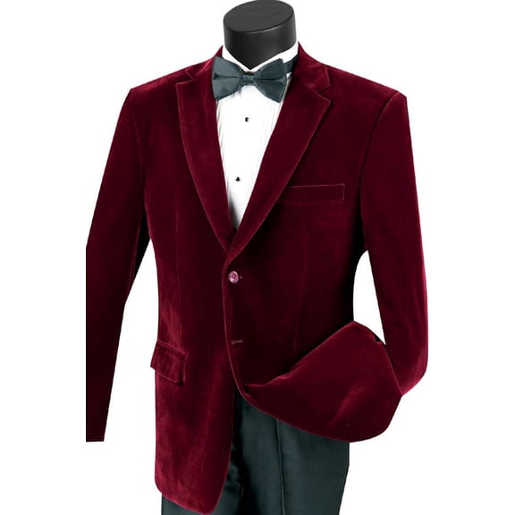 Men's Vinci Suits Burgundy Velvet Blazer Wine Size X-large