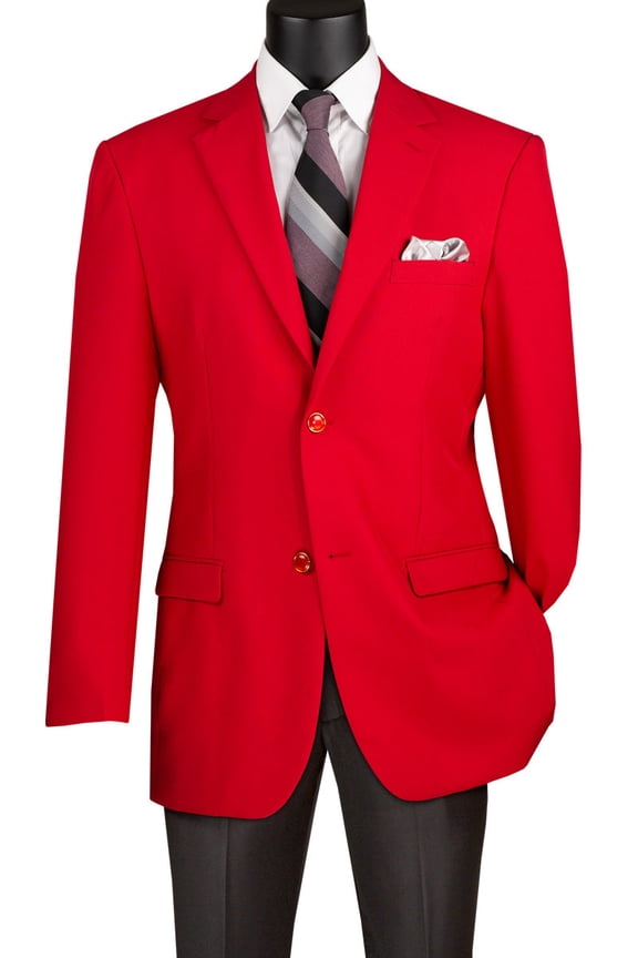 Men's Vinci Suits Classic Fit Poplin Club Sport Coat Red Size 46 Long