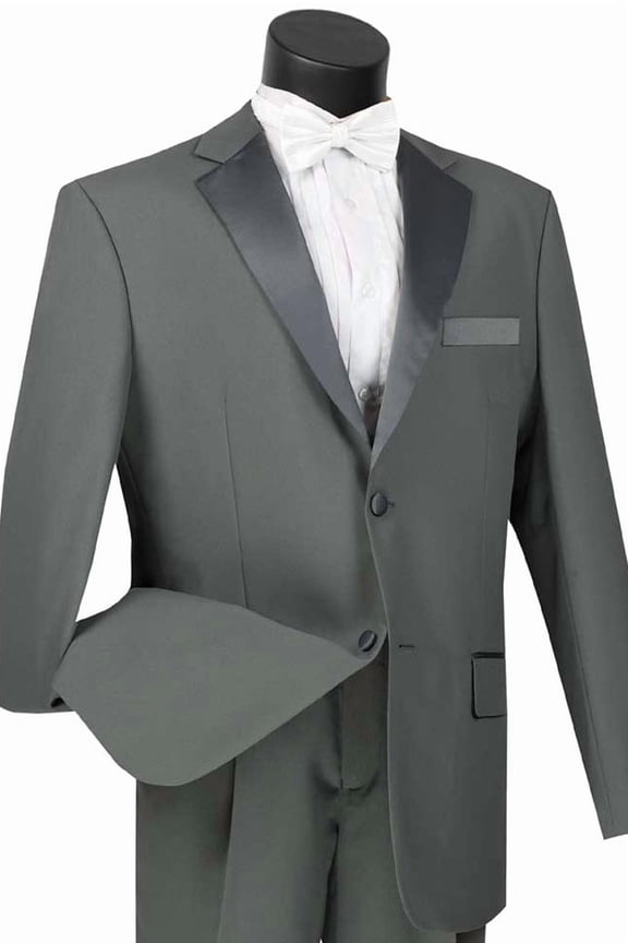 Men's Vinci Suits Classic Grey Tuxedo Poplin Size 38 Long