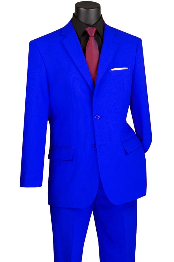 Men's Vinci Suits Classic Royal Blue Poplin Suit Size 44 Short