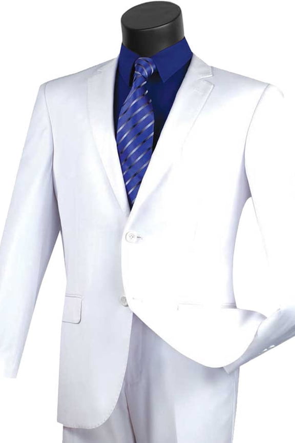 Men's Vinci Suits Classic White Suit Modern Fit Size 44 Short