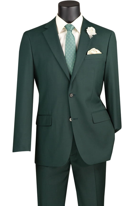 Men's Vinci Suits Green Basic Suit Modern Fit Size 48 Long