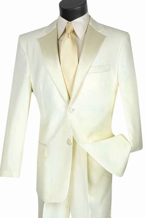 Men's Vinci Suits Ivory 2-button Poplin Tuxedo From Size 38 Long