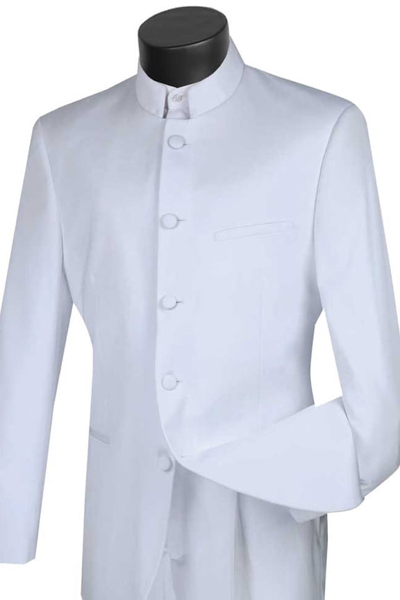 Men's Vinci Suits Mandarin Banded Tuxedo White Size 38 Short