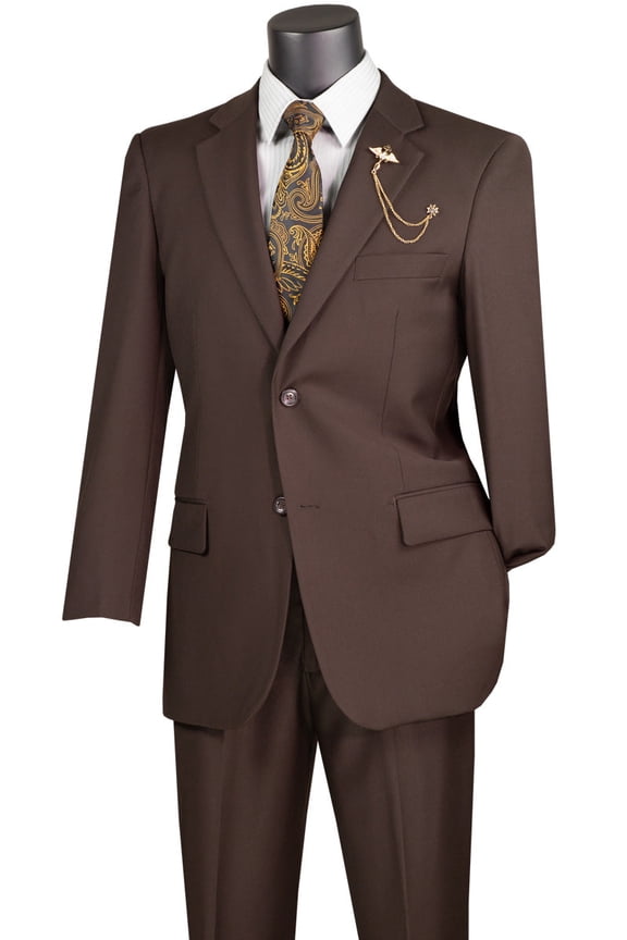 Men's Vinci Suits Modern Fit 2 Button Suit Brown Size 42 Long