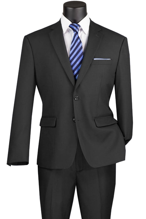 Men's Vinci Suits Modern Fit Black Suit Size 42 Long
