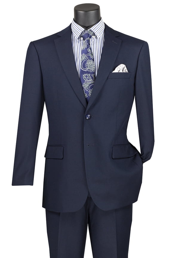 Men's Vinci Suits Modern Fit Navy Blue Suit Size 46 Long